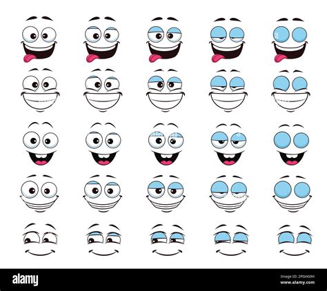 Cartoon Face And Blink Laugh Giggle Eye Animation Vector Happy Smiling