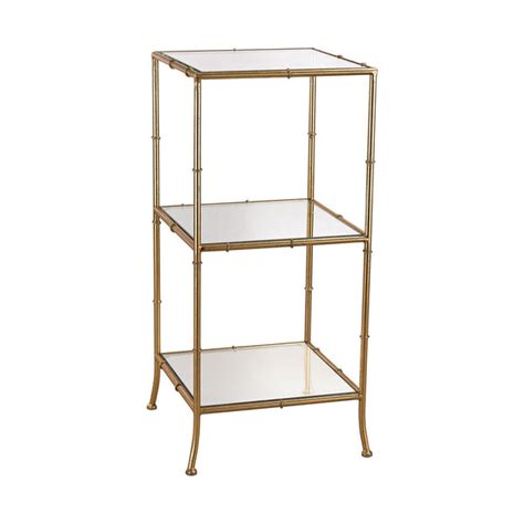 Sterling Metal And Glass Shelving Unit Gold And Mirrored Ellamodern