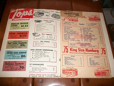 TOPS DINER MENU JOHNSTOWN, PA | #470340287