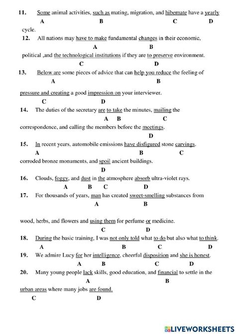 Parallel Structures Activity Live Worksheets Worksheets Library