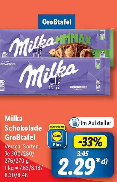 Milka Schokolade Gro Tafel Angebot Bei Lidl Prospekte De