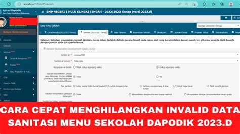 CARA CEPAT MENGHILANGKAN INVALID DATA SANITASI MENU SEKOLAH DAPODIK