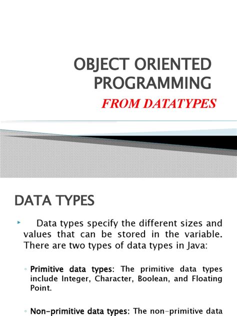 Object Oriented Programming From Datatypes Pdf Data Type Integer Computer Science