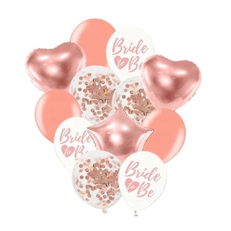 Balony na Wieczór Panieński Bride zestaw Różowe Złoto Rose Gold 12