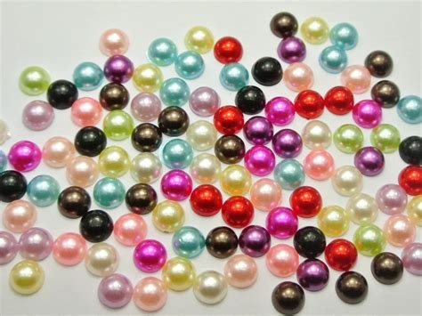 Mixed Colour Half Pearl Bead Mm Flat Back Round Gems Scrapbook