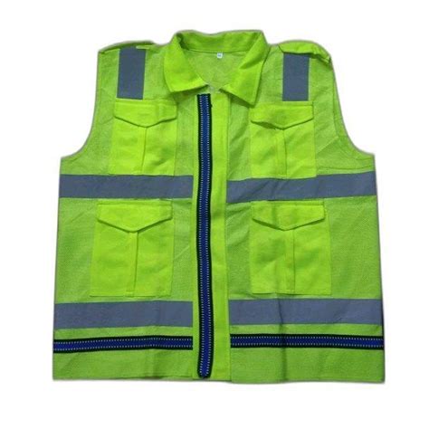 Without Sleeves Plain Polyester Reflective Safety Jacket Size Free