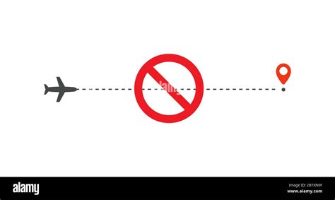 Stop Sign Prohibition Sign On Airplane Flight Ban Icon Forbidden