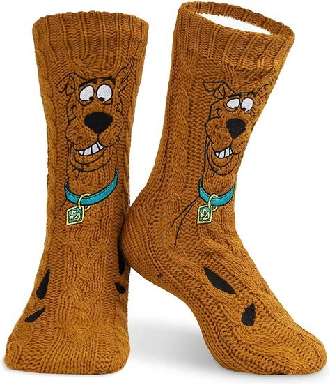 Scooby Doo Mens Slipper Socks Knitted Fluffy Socks Fleece Lining Non