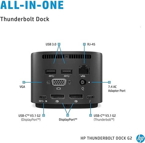 Hp Thunderbolt Dock 120w G2 2uk37aaaba Docking Station Port Replicator