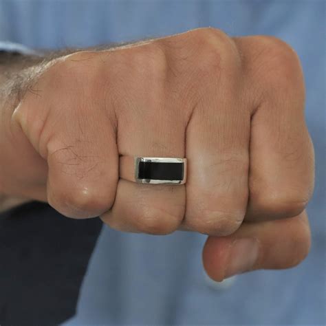 Black Onyx Stone Ring Onyx Signet Ring Sterling Silver Etsy