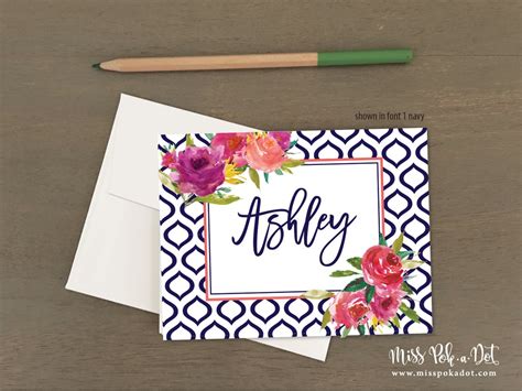 Personalized Folded Note Cards T Women Girls Stationery Personal