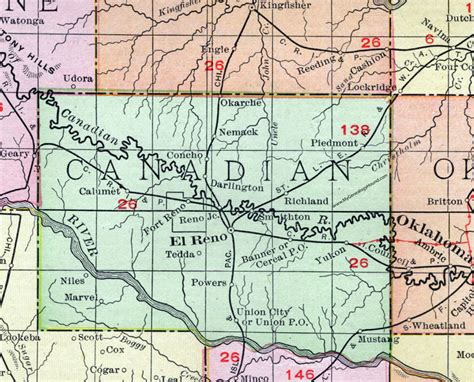 Canadian County Oklahoma Map Rand Mcnally El Reno Yukon Mustang