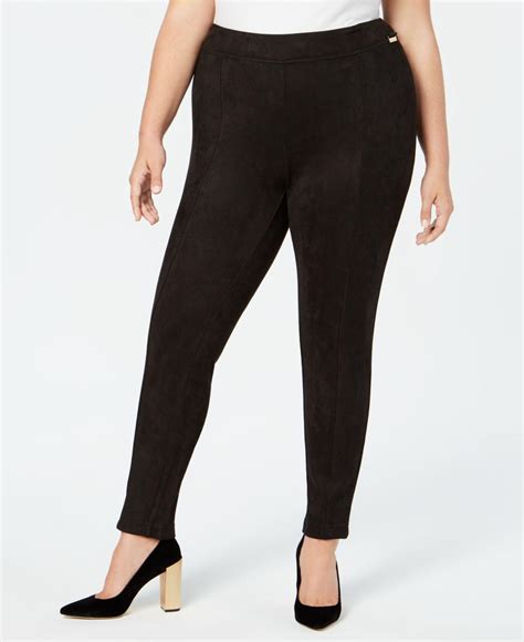 Calvin Klein Plus Size Faux Suede Skinny Pants In Black Lyst