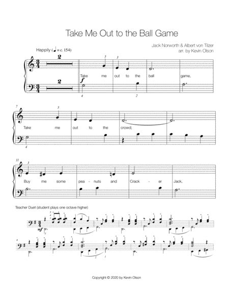 Take Me Out To The Ball Game Sheet Music Jack Norworth And Albert Von Tilzer Instrumental Duet