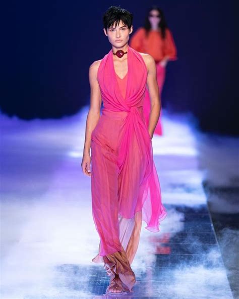 Mfw Alberta Ferretti Pink Fashion Wrap Dress One Shoulder Spring