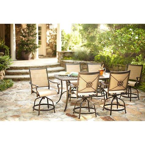 Hampton Bay Solana Bay 7 Piece Aluminum Outdoor Balcony Height Dining