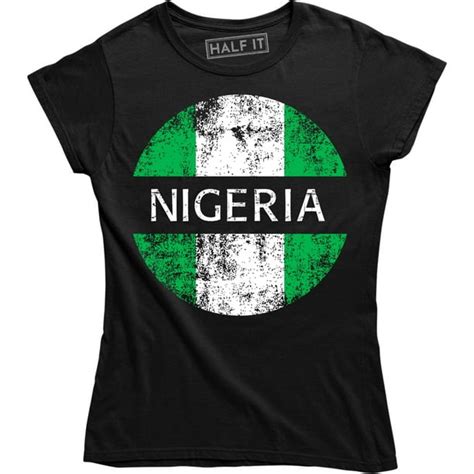 Half It Nigeria Nigerian Flag Country Colors Crest Nationality Ethnic Pride Mens T Shirt