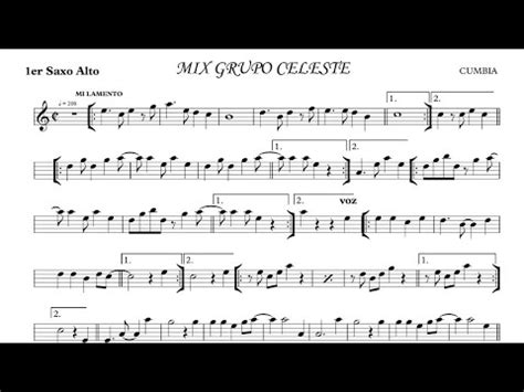 Mix Grupo Celeste Cumbia Partitura Para Saxo Alto Banda Youtube