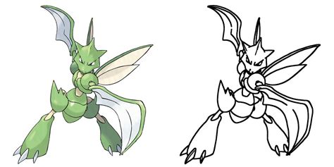 Scyther Coloring Page Print Ideashortcut