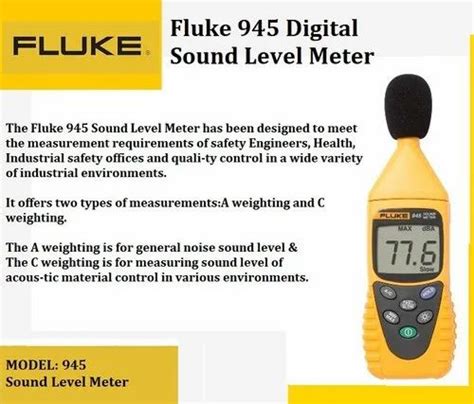 30 To 130 Db Lcd Fluke 945 Digital Sound Level Meter Accuracy 01db