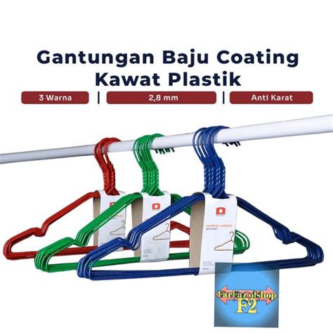 Jual Gantungan Baju Gantungan Kawat Warna Isi Pcs Hanger Coating