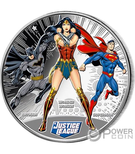 BATMAN WONDER WOMAN SUPERMAN Justice League 1 2 Oz Monnaie Argent 1