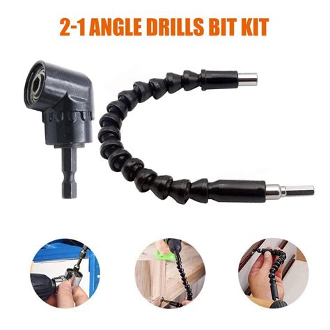 Fule 2pcs Right Angle Drill And Flexible Shaft Bits Extension