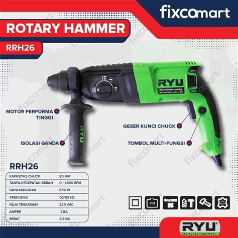 Ryu Rotary Demolition Hammer Drill Rrh Mm Mesin Bor Bobok Beton