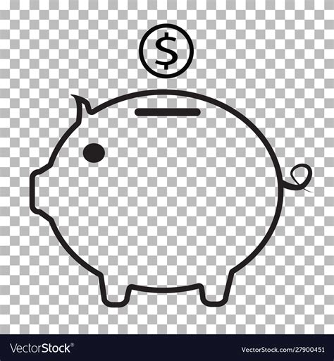 Piggy Bank Icon On Transparent Background Flat Vector Image