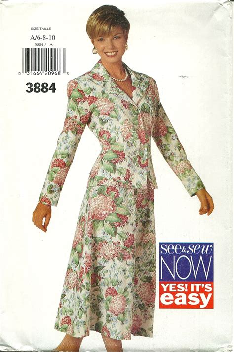 Butterick Sewing Pattern 3884 Sew Sew Womens Suit Top Skirt Size 6 8