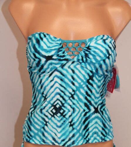 Nwt Hula Honey Swimsuit Bikini Tankini Top Sz S Bandeau Blue Ebay