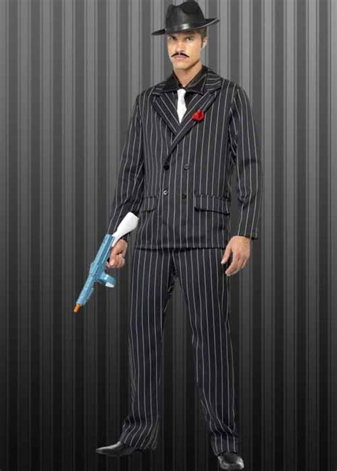 Black Gangster Suit 1920s Fancy Dress Costume