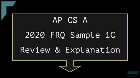 2020 AP Computer Science Sample FRQ 1C YouTube