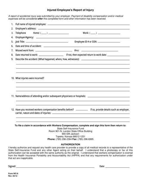 Free Printable Injury Form Templates Word Pdf Reportform Net