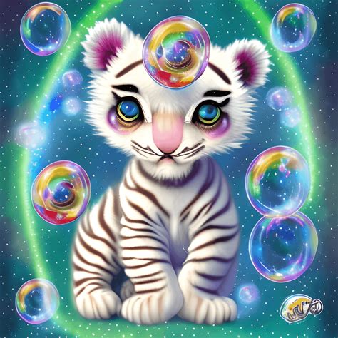 Ultra Fluffy White Tiger Cub Graphic Creative Fabrica