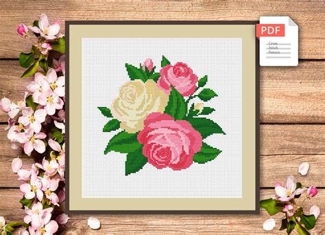 Roses Cross Stitch Pattern Flower Cross Stitch Pattern Emb Inspire