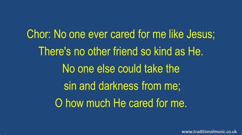 No One Ever Cared For Me Like Jesus - Hymn Lyrics & Music Chords - Chordify