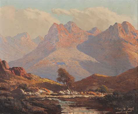 Tinus De Jongh South African Mountainous Valley With River