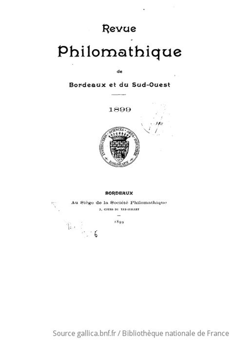 Revue Philomathique De Bordeaux Et Du Sud Ouest Gallica