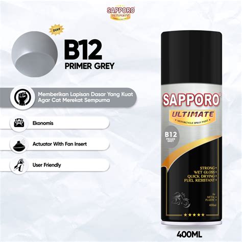 Jual Sapporo Ultimate B12 Primer Grey Cat Spray Semprot Aerosol