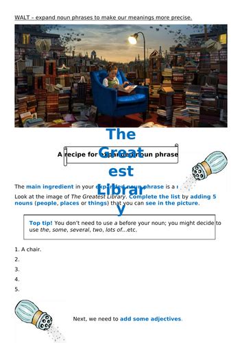 Expanded Noun Phrases: PowerPoint, activity and word bank | Teaching ...