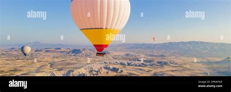 BANNER LONG FORMAT Colorful Hot Air Balloons Flying Over At Fairy Chimneys Valley In Nevsehir