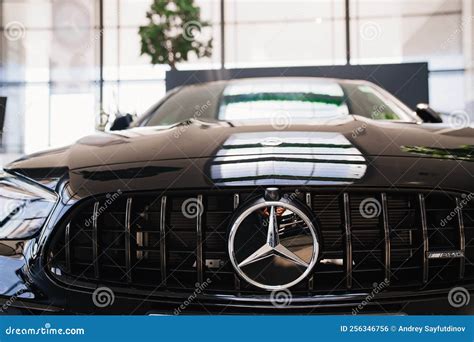 Front View A Black Mercedes Benz Car In The Parking Of A Car Dealership Editorial Photo Image