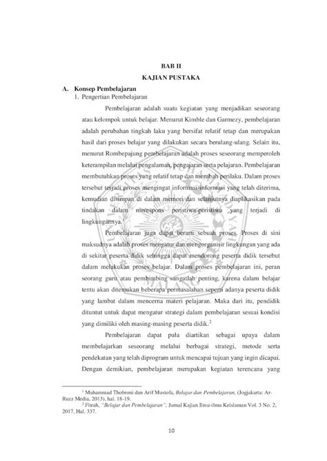 Pdf Bab Ii Kajian Pustaka A Konsep Pembelajaran Pengertian