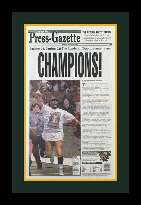 Green Bay Packers 1997 Super Bowl Title G.B. Press Gazette champions ...