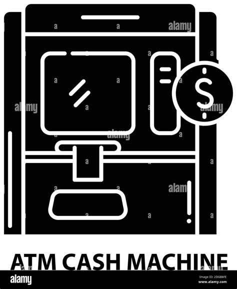 Atm Cash Machine Icon Black Vector Sign With Editable Strokes Concept