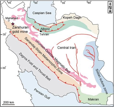 Simplified Tectonic Map Of Iran Showing The Location Of The Zarshuran