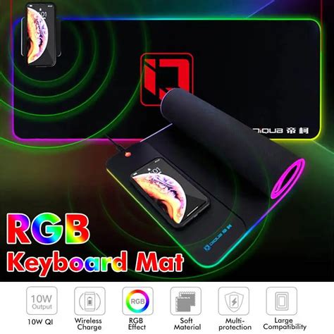 Светодиодный RGB коврик для мыши USB Проводное освещение Беспроводная ...