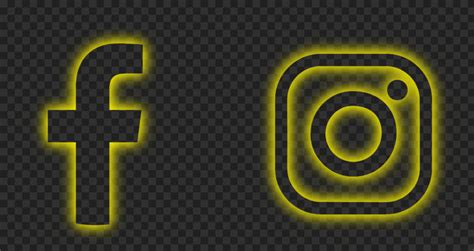 Hd Facebook Instagram Yellow Neon Square Logos Icons Png Citypng The