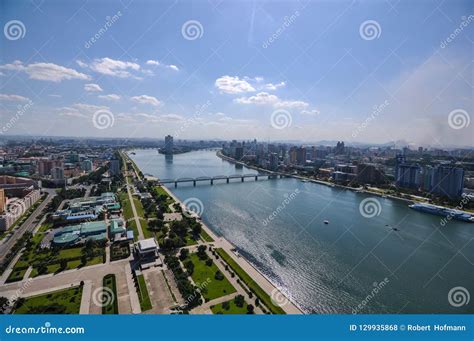 Taedong River and Bridge and Pyongyang Cityscape Editorial Stock Photo ...